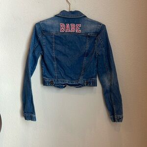 Custom Life In Progress “BABE” Patch Denim Jacket Size XS